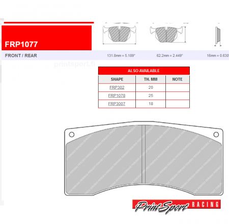 JARRUPALAT ETU FERODO DS3000 DS3 FRP1077